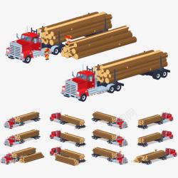 木材运输原木运输货车矢量图高清图片