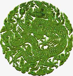 绿色手绘创意龙纹素材