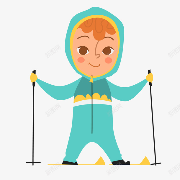 卡通滑雪的小孩子矢量图ai免抠素材_新图网 https://ixintu.com 人物设计 儿童 卡通 小孩 旅行 滑雪 矢量图