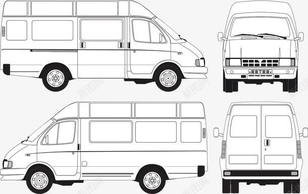 箱型货车的四面png免抠素材_新图网 https://ixintu.com 侧面 前后 货车 车厢