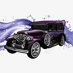 紫色装饰图案和汽车素材