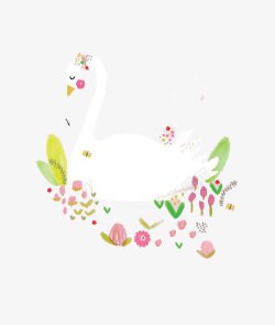 钻変笡花丛里的天鹅高清图片
