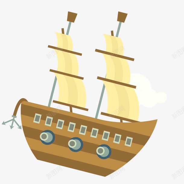 海盗船png免抠素材_新图网 https://ixintu.com 大海上的船 扁平 扁平素材 海盗船 漂泊 素材