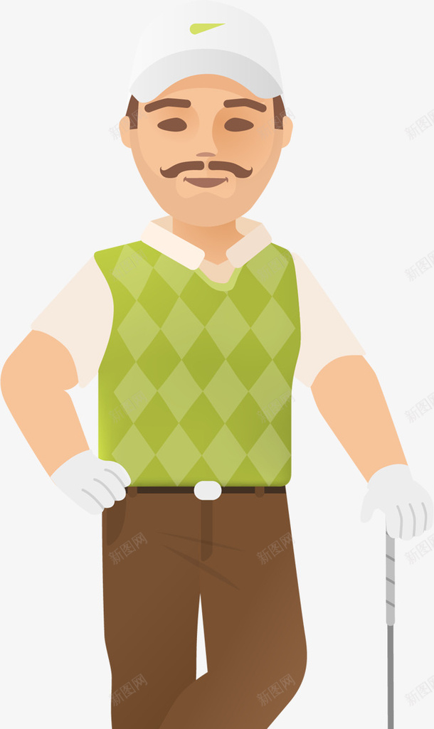稳重的男人png免抠素材_新图网 https://ixintu.com 卡通 姿势 帅气的 男人 稳重的 绿色的 高尔夫