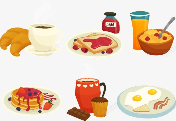 早餐食物png免抠素材_新图网 https://ixintu.com 卡通早餐 早餐 早餐食物 矢量早餐 鸡蛋