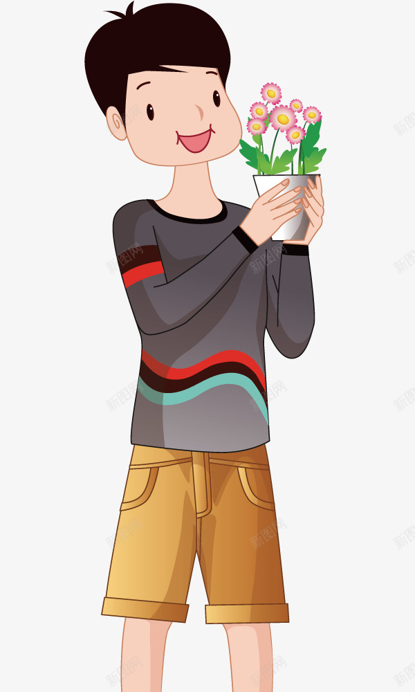 喜欢种花的男孩矢量图ai免抠素材_新图网 https://ixintu.com 卡通 插画 植物 男孩 种花 矢量图