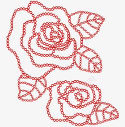 红色小珠子拼成的玫瑰花素材