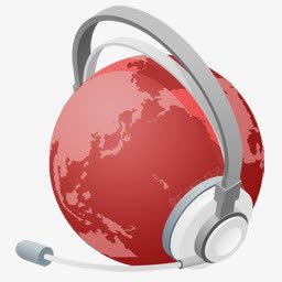 红色带耳机的地球图标png_新图网 https://ixintu.com png 图标 地球 红色 耳机