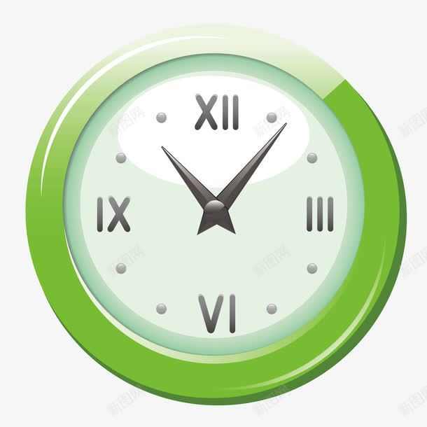 卡通绿色钟表挂钟png免抠素材_新图网 https://ixintu.com 卡通 挂钟 绿色 钟表
