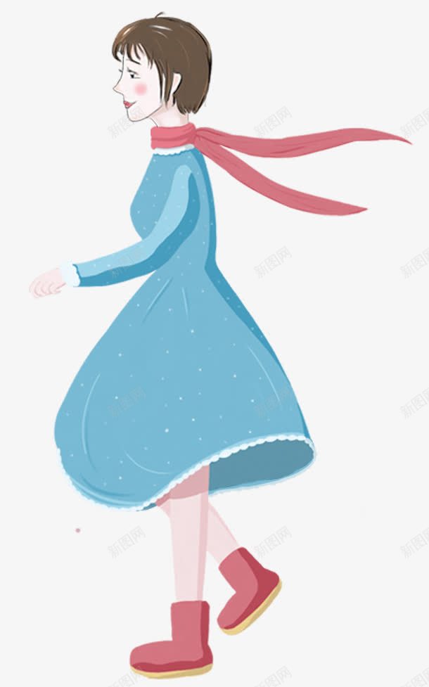 手绘卡通穿着裙子的小女孩png免抠素材_新图网 https://ixintu.com 卡通 小女孩 手绘 手绘卡通穿着裙子的小女孩 穿着裙子 红色围巾 裙子