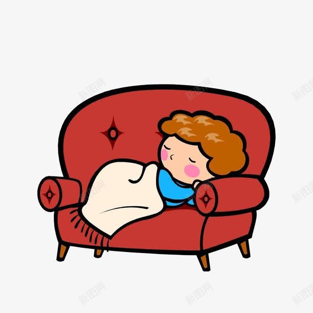 躺沙发上睡觉的女子png免抠素材_新图网 https://ixintu.com 卡通 宅在家 沙发上的人 瘫沙发上 瘫靠沙发 红色沙发