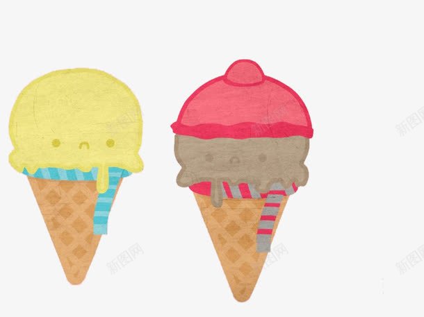 手绘冰淇淋png免抠素材_新图网 https://ixintu.com 冰淇淋 冷饮 手绘 甜筒 雪糕