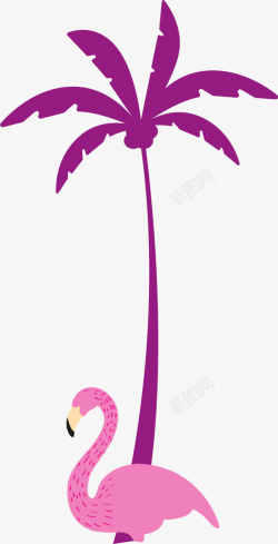 夏天气息紫色椰子树素材