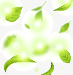 绿色清新树叶漂浮装饰图案素材