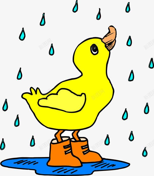 黄色的小鸭子png免抠素材_新图网 https://ixintu.com 卡通 小鸭子 雨滴 黄色