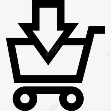 添加到购物车的电子商务与向下箭头按钮图标图标
