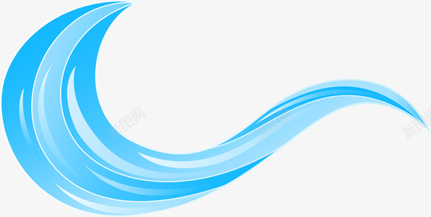 卡通蓝色水流png免抠素材_新图网 https://ixintu.com 免抠PNG 卡通 弧线 水流 简约 线条 蓝色