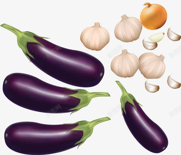 蔬菜紫色茄子大蒜png免抠素材_新图网 https://ixintu.com 大蒜 紫色 茄子 蔬菜