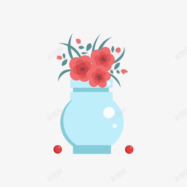 蓝色花瓶的红色花png免抠素材_新图网 https://ixintu.com 日常 红色 红色花 花瓶 蓝色 蓝色花瓶 装饰