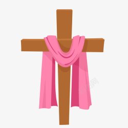 手绘粉色十字架素材
