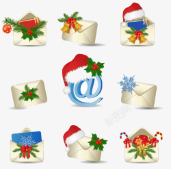 圣诞邮件圣诞原素邮件上网图标高清图片