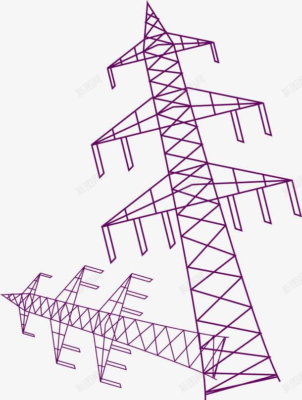 紫色电线杆png免抠素材_新图网 https://ixintu.com 电线杆 紫色 线条