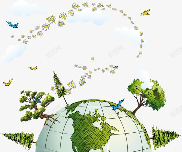 绿色地球环保树木海报bpng免抠素材_新图网 https://ixintu.com 地球 树木 海报banner元素 环保 绿色