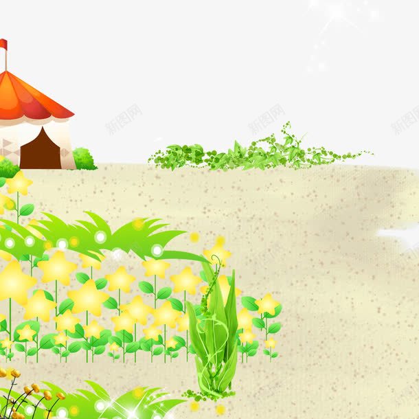 沙滩png免抠素材_新图网 https://ixintu.com 小屋 沙滩 海边 花草
