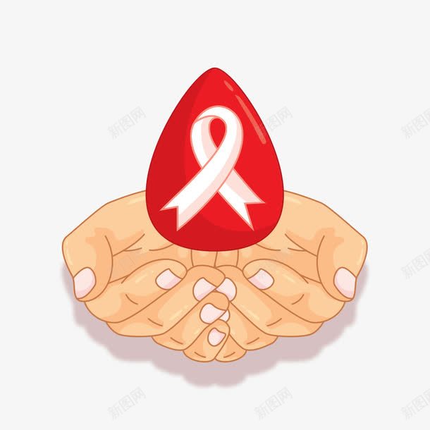 红色爱心手png免抠素材_新图网 https://ixintu.com 手 爱心手势 红色爱心 艾滋标志 预防艾滋