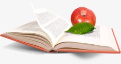 白色书籍学习苹果树叶素材