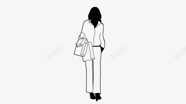 购物女孩剪影png免抠素材_新图网 https://ixintu.com 卡通美女 矢量美女 购物女孩剪影