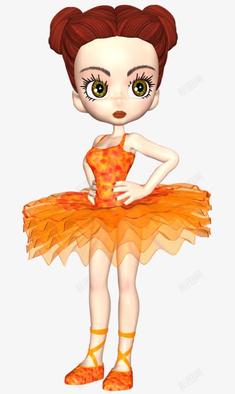 叉腰的女士png免抠素材_新图网 https://ixintu.com 卡通PNG素材 叉腰 橙色 裙子 跳舞