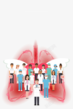 护士节插画手绘人物医生护士翅膀肺部抗击疫情高清图片