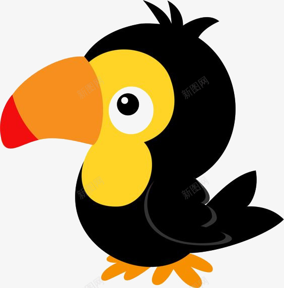 黑羽毛的鸟png免抠素材_新图网 https://ixintu.com 小鸟 漫画 网页
