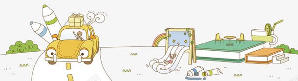 卡通创意背景png免抠素材_新图网 https://ixintu.com 卡通背景 卡通装饰 小装饰 插画 车子