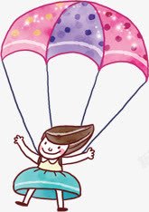 背着降落伞的小女孩卡通画素材