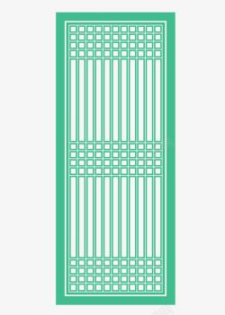 灞嬮闆雕刻绿色门窗花纹矢量图高清图片