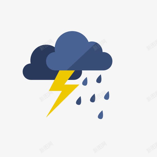 卡通雷阵雨图标png_新图网 https://ixintu.com 卡通图标 气象图标 自然气候 雷阵雨