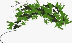手绘晕染绿色树藤图案矢量图素材
