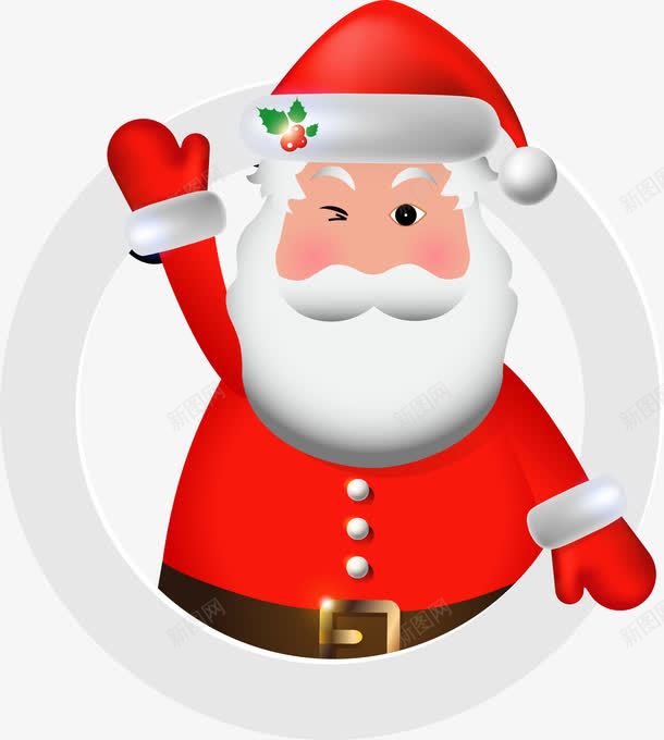 呆萌圣诞老人png免抠素材_新图网 https://ixintu.com 呆萌老爷爷 喜庆 圣诞老人 开心 红色帽子 红色手套