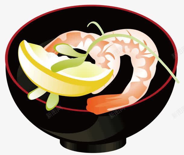 碗里的食物png免抠素材_新图网 https://ixintu.com 碗里的食物 粉色的大虾 绿色的蔬菜 食品 黄色的水果 黑色的碗
