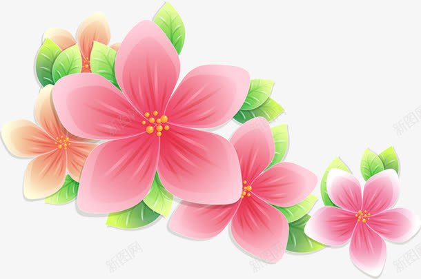 粉色卡通花卉夏天png免抠素材_新图网 https://ixintu.com 卡通 夏天 粉色 花卉