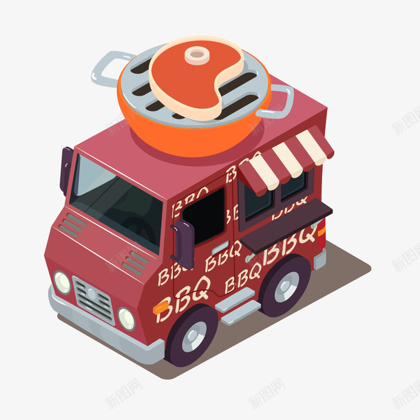 红色小汽车上的烧烤png免抠素材_新图网 https://ixintu.com 动漫动画 卡通手绘 汽车 烧烤 装饰图 食物