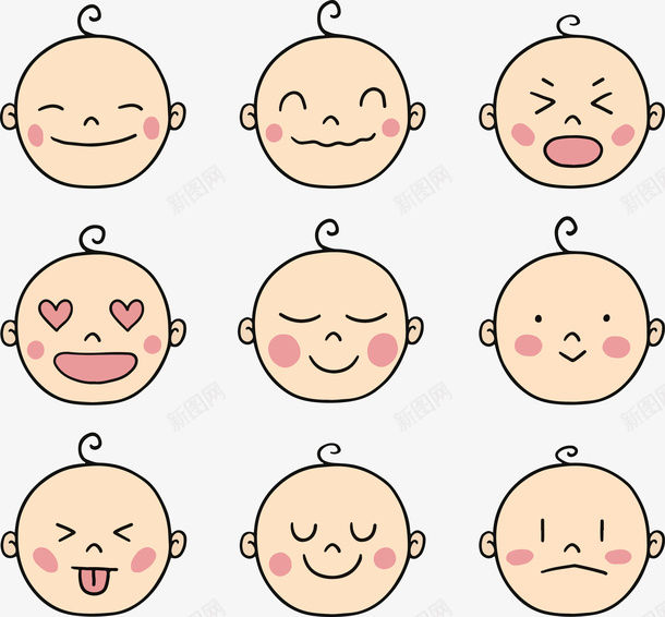 9款可爱婴儿表情矢量图ai免抠素材_新图网 https://ixintu.com 可爱婴儿表情 可爱婴儿表情矢量 婴儿表情 婴儿表情矢量 矢量可爱婴儿表情 矢量图