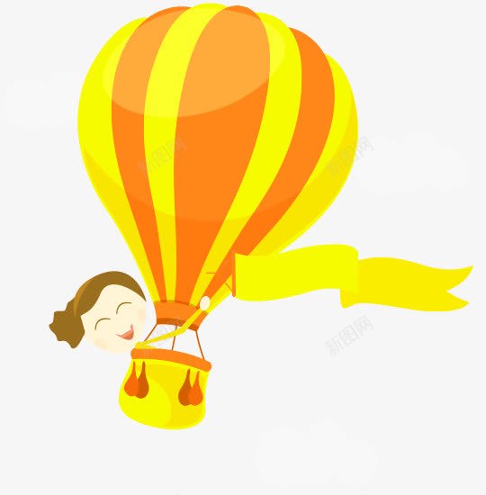 黄色卡通热气球女孩装饰图案png免抠素材_新图网 https://ixintu.com 免抠PNG 卡通 女孩 热气球 装饰图案 黄色