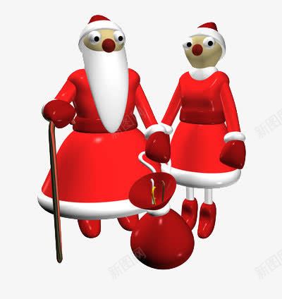卡通圣诞老人和女人拿着礼物袋png免抠素材_新图网 https://ixintu.com 卡通 圣诞 礼物袋 红色