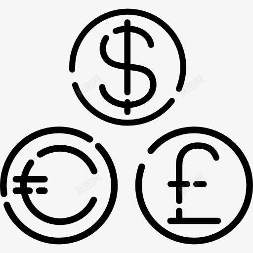 美元兑欧元和英镑的硬币图标png_新图网 https://ixintu.com 汇率 生意 硬币 英镑 货币 金钱 银行