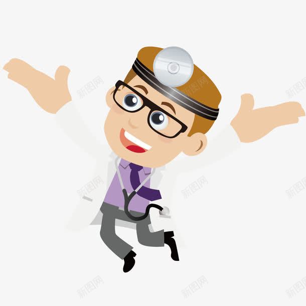 跳跃的卡通医生png免抠素材_新图网 https://ixintu.com 医生 卡通 跳跃