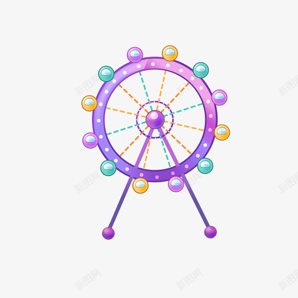 卡通彩色摩天轮png免抠素材_新图网 https://ixintu.com 卡通摩天轮 彩色 彩色摩天轮 摩天轮素材