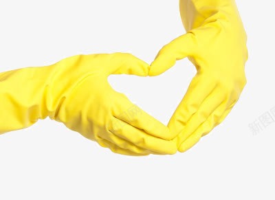 胶手套做的爱心png免抠素材_新图网 https://ixintu.com 卫生 干活 黄色